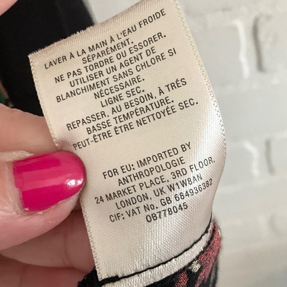 Anthropologie x Maeve Blouse Bella Dark Floral Black Kelly green Pink XS - Picture 10 of 15